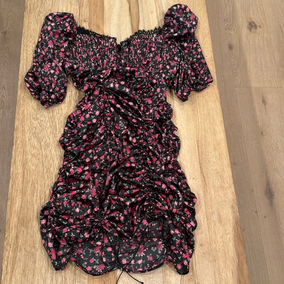 For Love and Lemons Floral Print Puff Sleeve Bustier Mini Dress Size Large - Picture 6 of 14